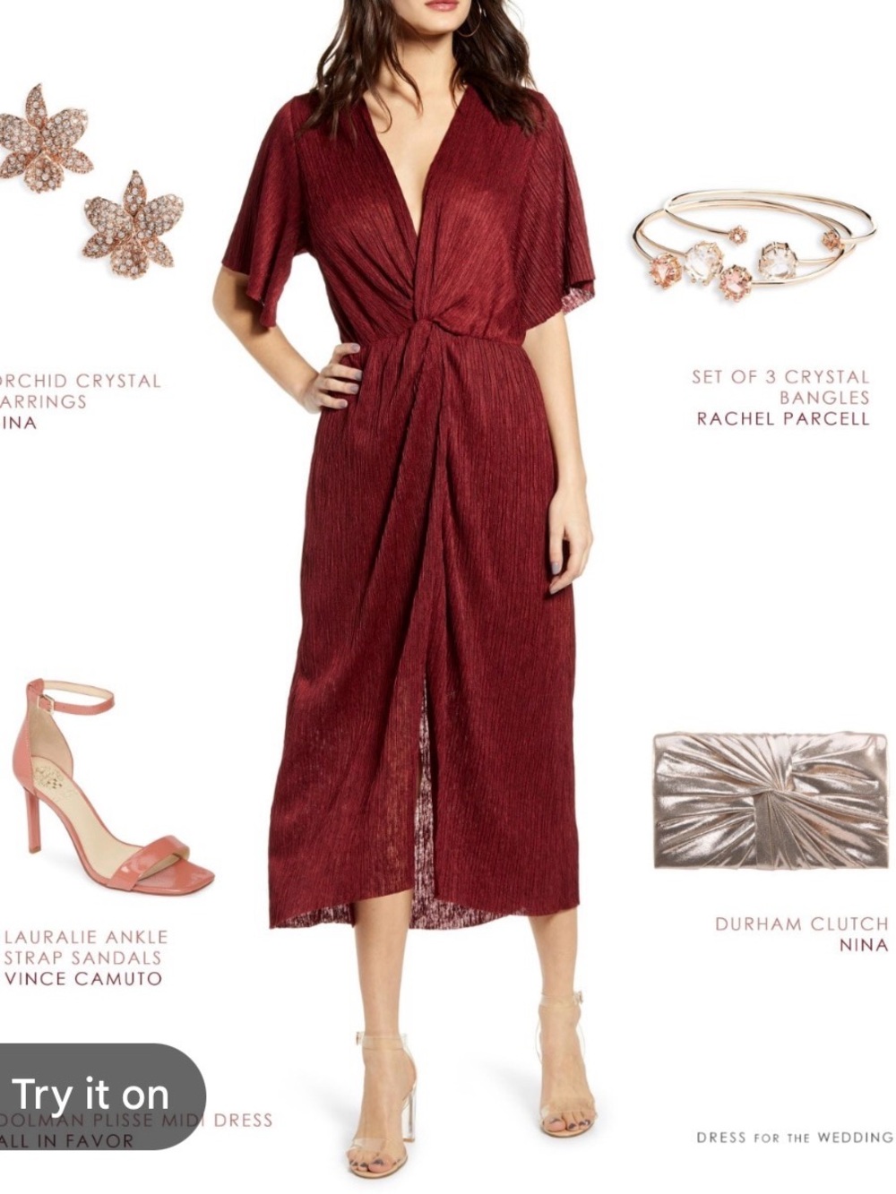 All in Favor Twist-Front Midi Dress in Burgundy